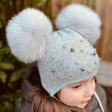 Load image into Gallery viewer, Luxury Embellished Double Pom Pom Hat
