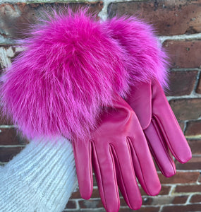 Fur Trimmed Leather Gloves