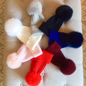 Luxury Cashmere Pom Pom Hats - Adults