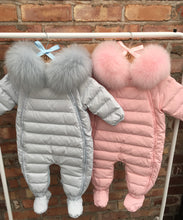 Load image into Gallery viewer, Snowsuit with Fur Hood - Baby Blue
