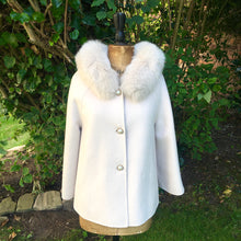 Load image into Gallery viewer, Oatmeal Cashmere Coat with Fur Hood Trim
