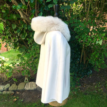 Load image into Gallery viewer, Oatmeal Cashmere Coat with Fur Hood Trim
