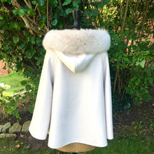 Load image into Gallery viewer, Oatmeal Cashmere Coat with Fur Hood Trim
