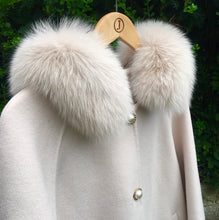 Load image into Gallery viewer, Oatmeal Cashmere Coat with Fur Hood Trim
