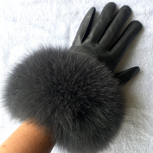 Fur Trimmed Leather Gloves