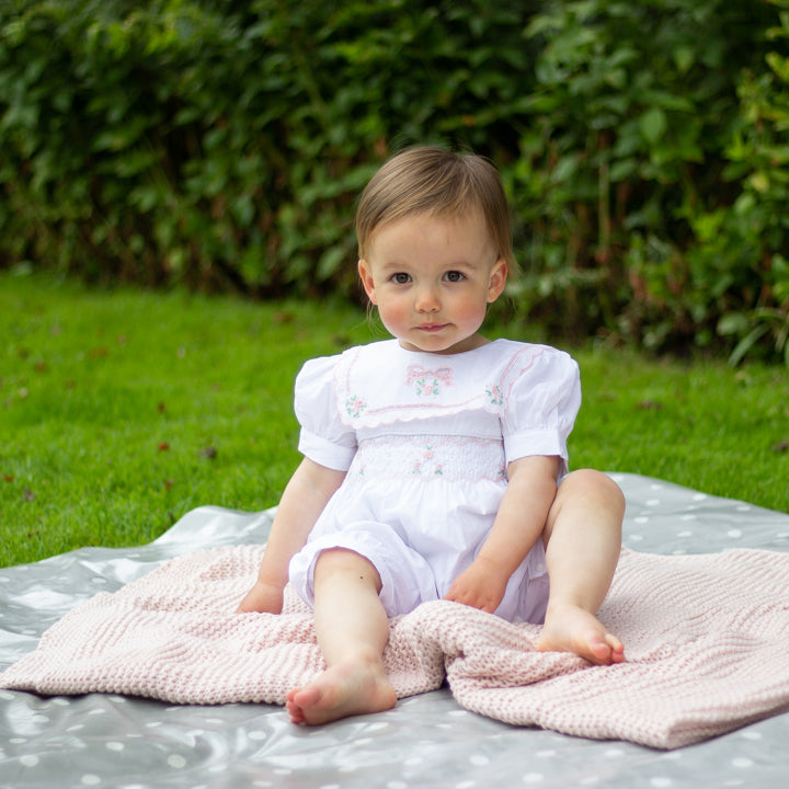 Hand Smocked Bow Romper