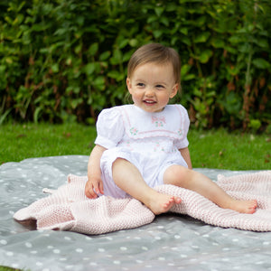 Hand Smocked Bow Romper