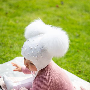 Luxury Embellished Double Pom Pom Hat