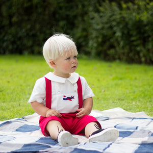 Embroidered Shirt & Dungaree Set