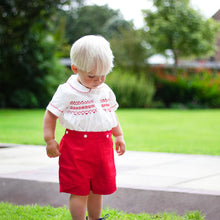 Load image into Gallery viewer, Red Smocked Short Set
