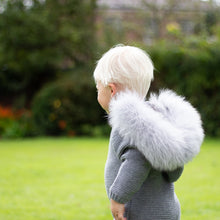 Load image into Gallery viewer, Knitted Pramsuit with Fur Hood - Grey
