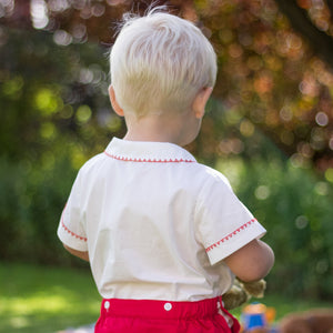 Red Smocked Short Set