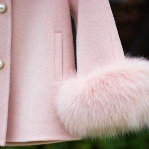 Pink Cashmere Jacket with Fur Trim