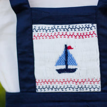 Load image into Gallery viewer, Smocked Sailboat Dungaree and Shirt Set
