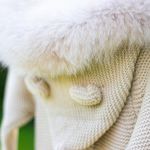 Load image into Gallery viewer, Knitted Pramsuit with Fur Hood - Oatmeal
