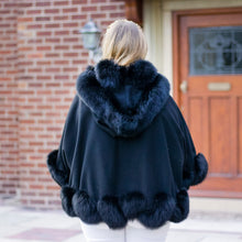 Load image into Gallery viewer, Spiral Trim Cashmere Cape with Hood
