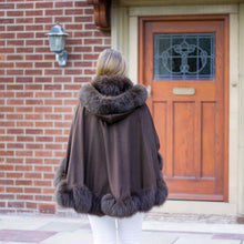 Load image into Gallery viewer, Spiral Trim Cashmere Cape with Hood
