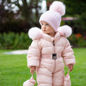 Baby fur hood snowsuit hotsell