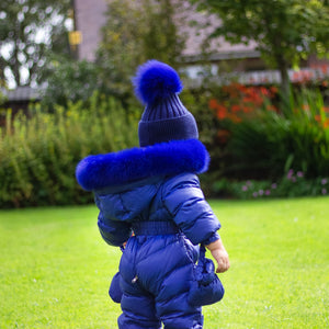 Snowsuit with Fur Hood - Navy Blue