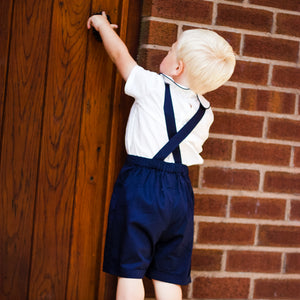 Smocked Sailboat Dungaree and Shirt Set