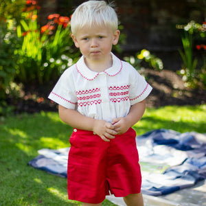 Red Smocked Short Set