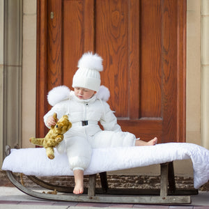 Snowsuit with Fur Hood - Winter White