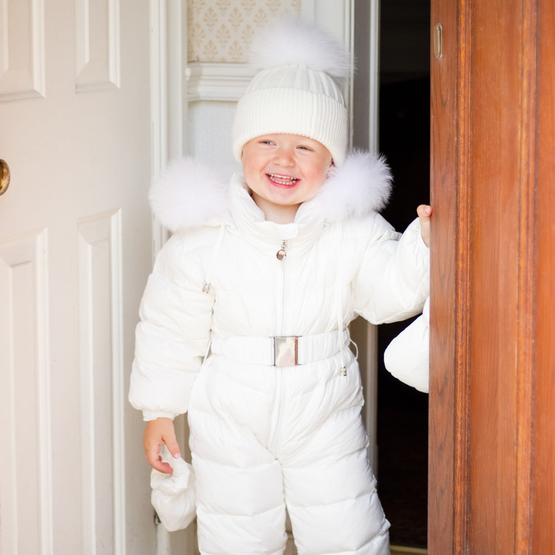 Baby snowsuit clearance with fur hood