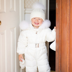 Snowsuit with Fur Hood - Winter White