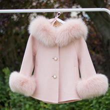 Load image into Gallery viewer, Pink Cashmere Jacket with Fur Trim
