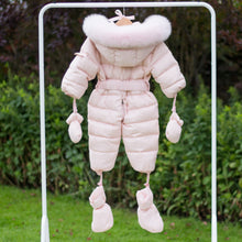 Load image into Gallery viewer, Snowsuit with Fur Hood - Pale Pink
