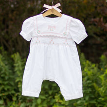 Load image into Gallery viewer, Hand Smocked Bow Romper
