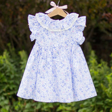 Load image into Gallery viewer, Blue Floral Hand Smocked Dress
