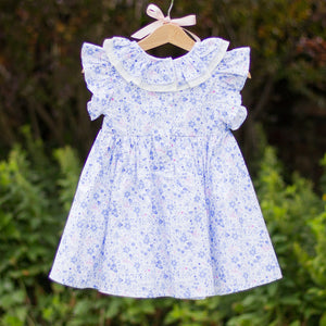 Blue Floral Hand Smocked Dress