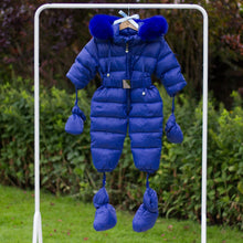 Load image into Gallery viewer, Snowsuit with Fur Hood - Navy Blue
