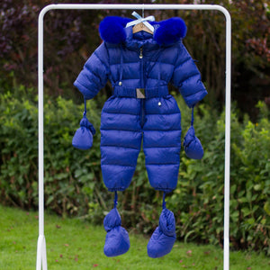 Snowsuit with Fur Hood - Navy Blue