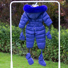 Load image into Gallery viewer, Snowsuit with Fur Hood - Navy Blue
