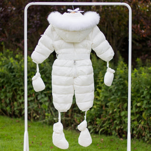 Snowsuit with Fur Hood - Winter White