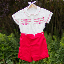 Load image into Gallery viewer, Red Smocked Short Set
