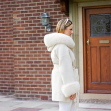 Load image into Gallery viewer, Cashmere Belted Coat with Fur Trim
