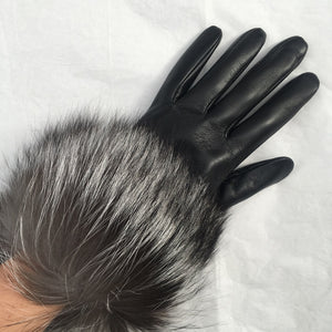 Fur Trimmed Leather Gloves