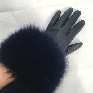 Fur Trimmed Leather Gloves