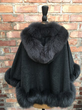 Load image into Gallery viewer, Spiral Trim Cashmere Cape with Hood
