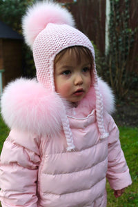 Snowsuit with Fur Hood - Pale Pink