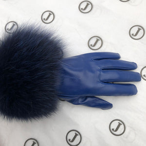 Fur Trimmed Leather Gloves