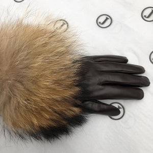 Fur Trimmed Leather Gloves