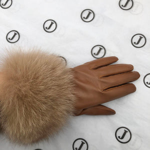 Fur Trimmed Leather Gloves