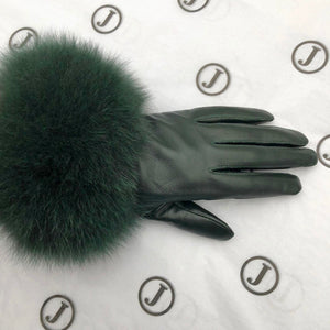 Fur Trimmed Leather Gloves