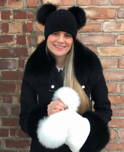 Cashmere Double Pom Pom Hats - Adults