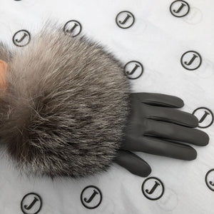 Fur Trimmed Leather Gloves