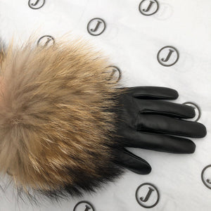 Fur Trimmed Leather Gloves